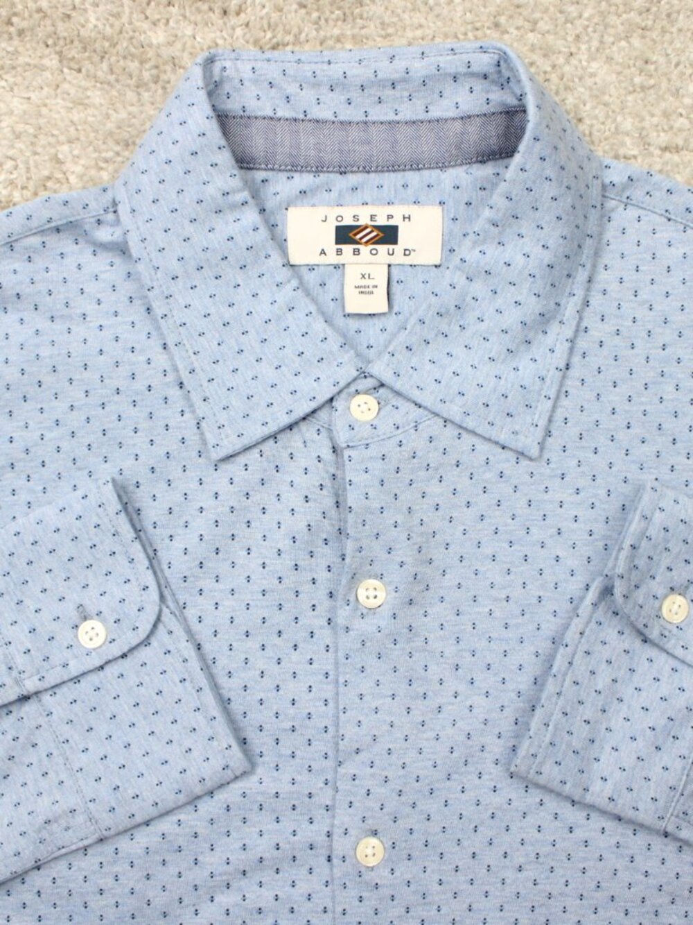Joseph Abboud Shirt Mens XL Blue Geometric 100% Cotton Long Sleeve Button Casual